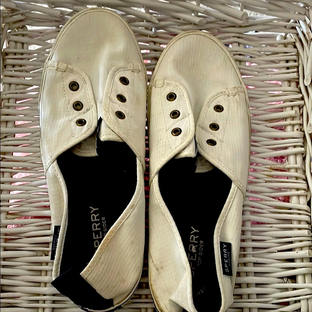 Sperry White Canvas Slip-On Sneakers with Ventilation